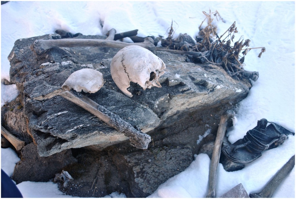 Bones & remains (from 800 AD) by the hundreds, preserved by the cold.