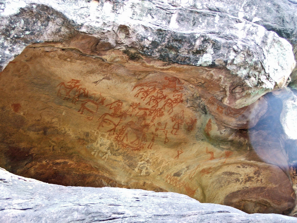 Paintings inside the Bhimbhetka Rock Shelters