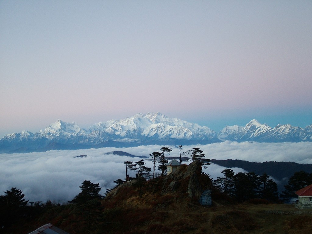 Sleeping Buddha or Kanchenjunga Massif, as seen from Sandakphu Trek